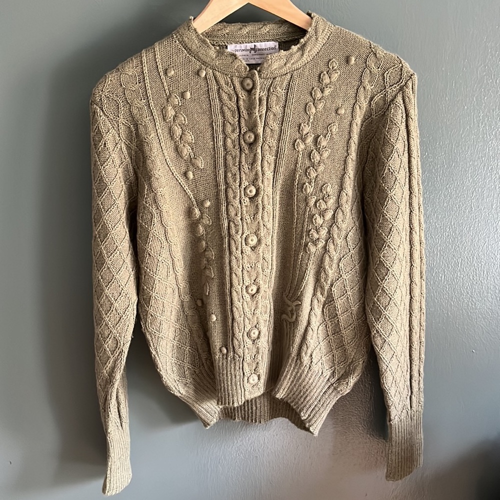 Handknit Peruvian Connection 100% Alpaca Cardigan